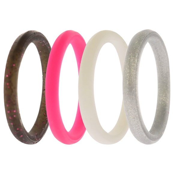 Silicone Wedding Stackble Point Ring Set - Pink by ROQ - Picture 2 of 2